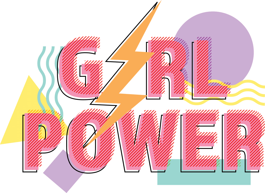Vibrant Girl Power Graphic Text on Transparent Background