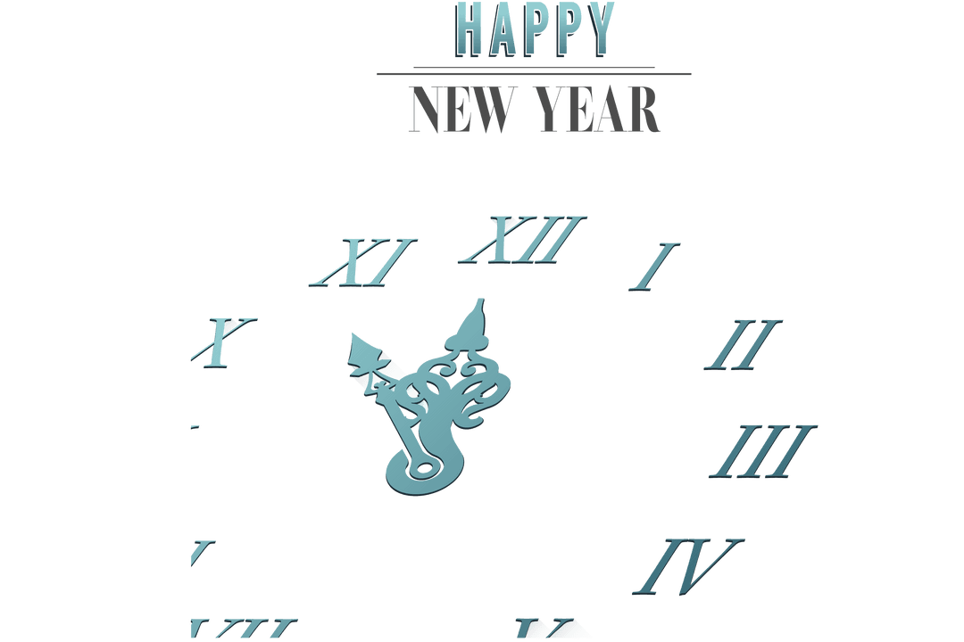 Transparent New Year Clock with Elegant Roman Numerals
