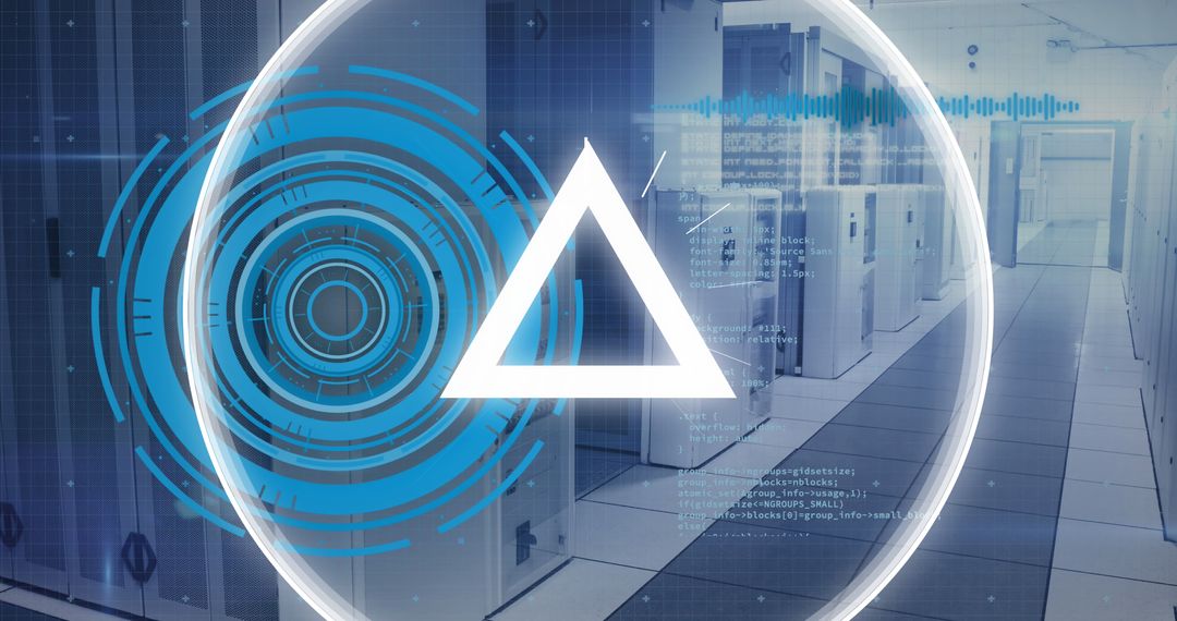 Futuristic Data Processing Technology in a Modern Server Room