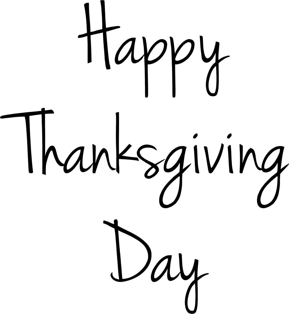 Happy Thanksgiving Day Text Overlay on Transparent Background