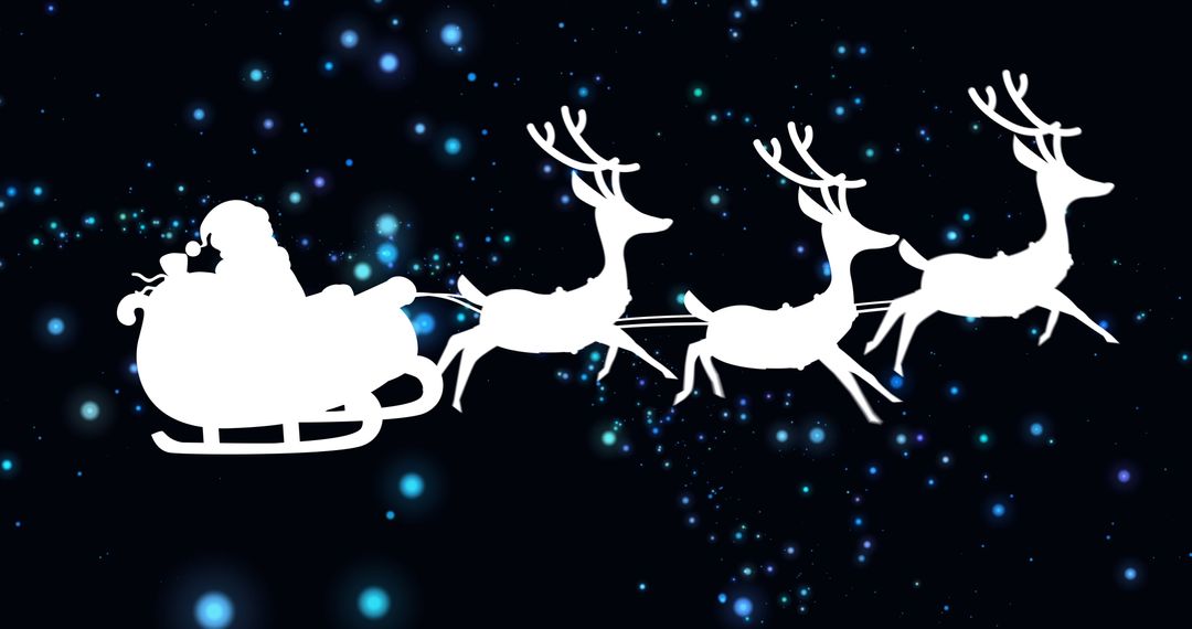 Silhouette of Santa's Sleigh with Reindeer Against Night Sky - Free Images, Stock Photos and Pictures on Pikwizard.com