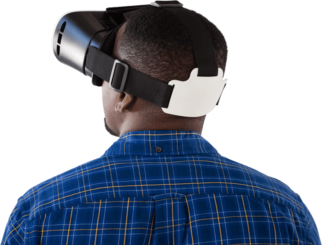 Transparent Background Man Wearing Virtual Reality Headset