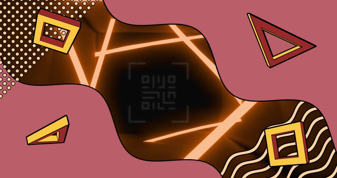 Illuminated QR Code with Neon Geometric Designs