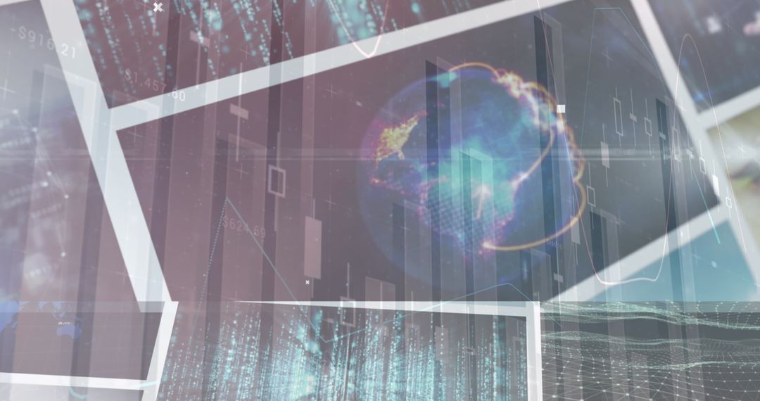 Collage Depicting Digital Data and Global Connections