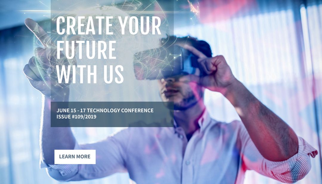 Innovative Tech Event with Man Using Virtual Reality Headset - Download Free Stock Templates Pikwizard.com