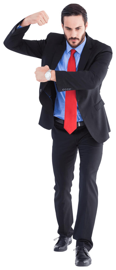 Transparent Confident Businessman Gesticulating Authoritatively