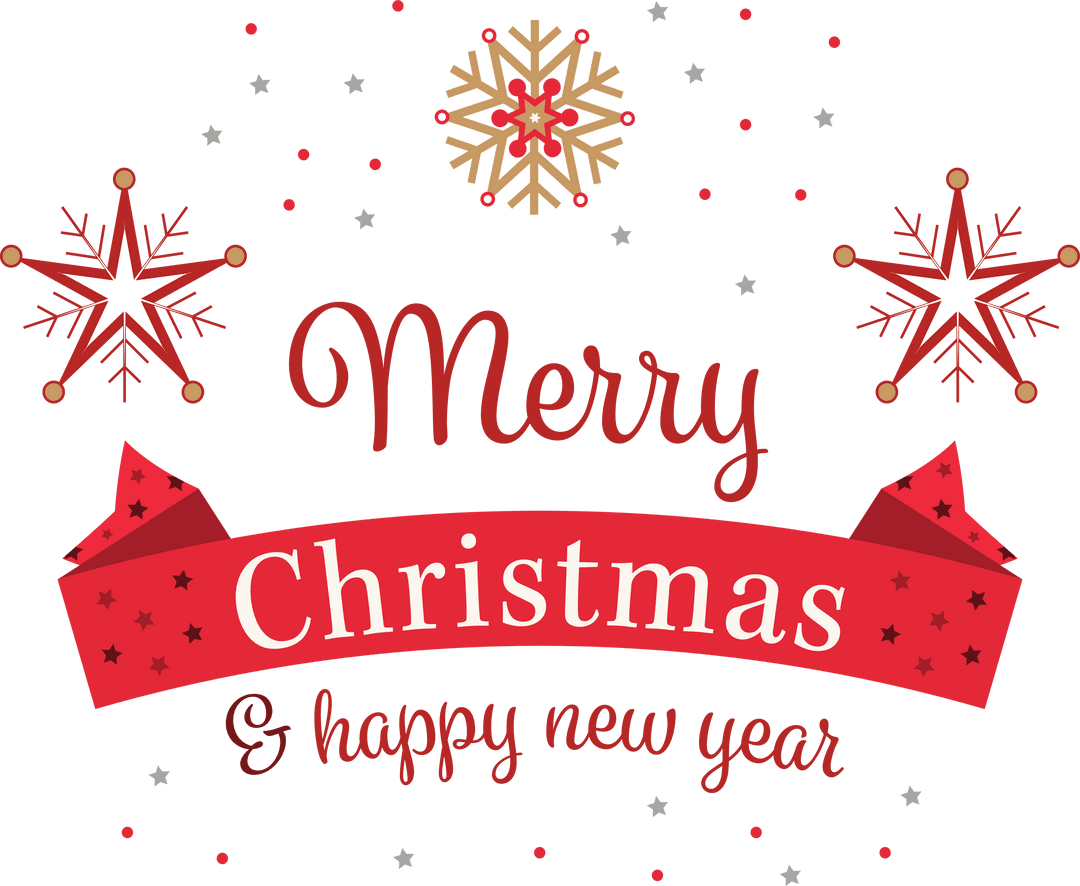 Transparent Red and White Merry Christmas Card Design with Snowflakes