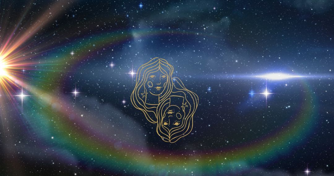 Gemini Zodiac Sign with Glowing Stars in Cosmic Background