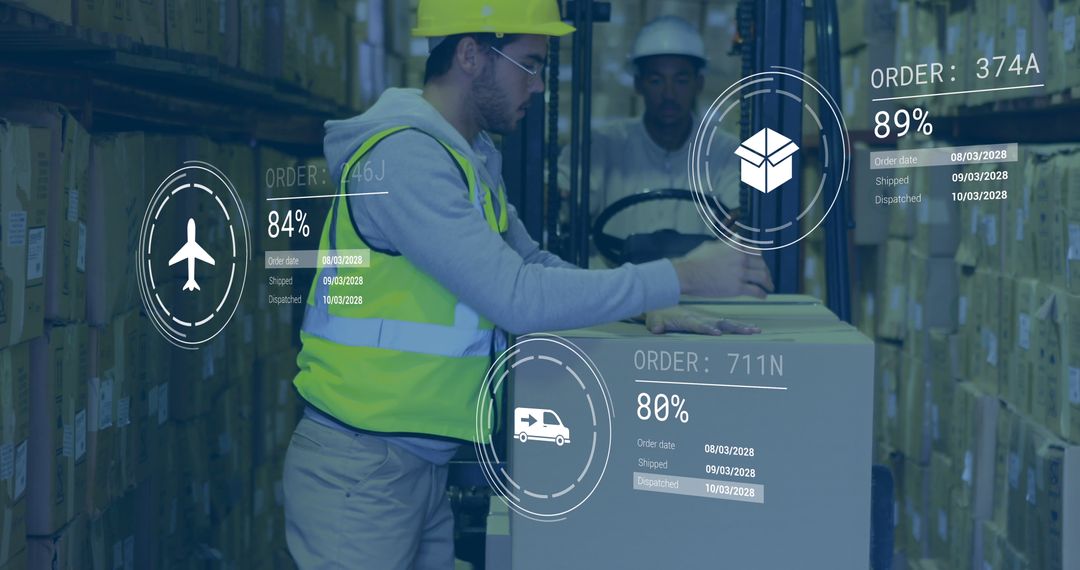 Warehouse Worker Checking Shipment Order Status Using Augmented Reality - Free Images, Stock Photos and Pictures on Pikwizard.com