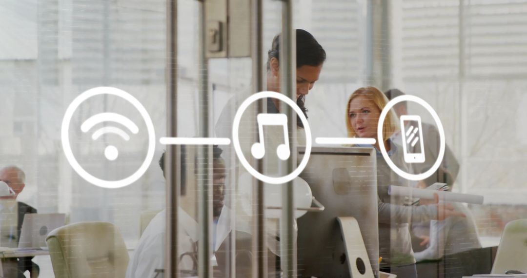 Innovative Office Environment with Technology and Teamwork