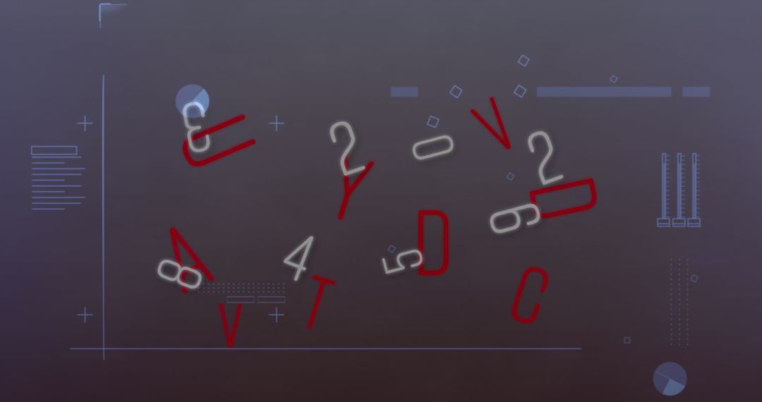 Abstract Digital Network with Floating Digits and Symbols