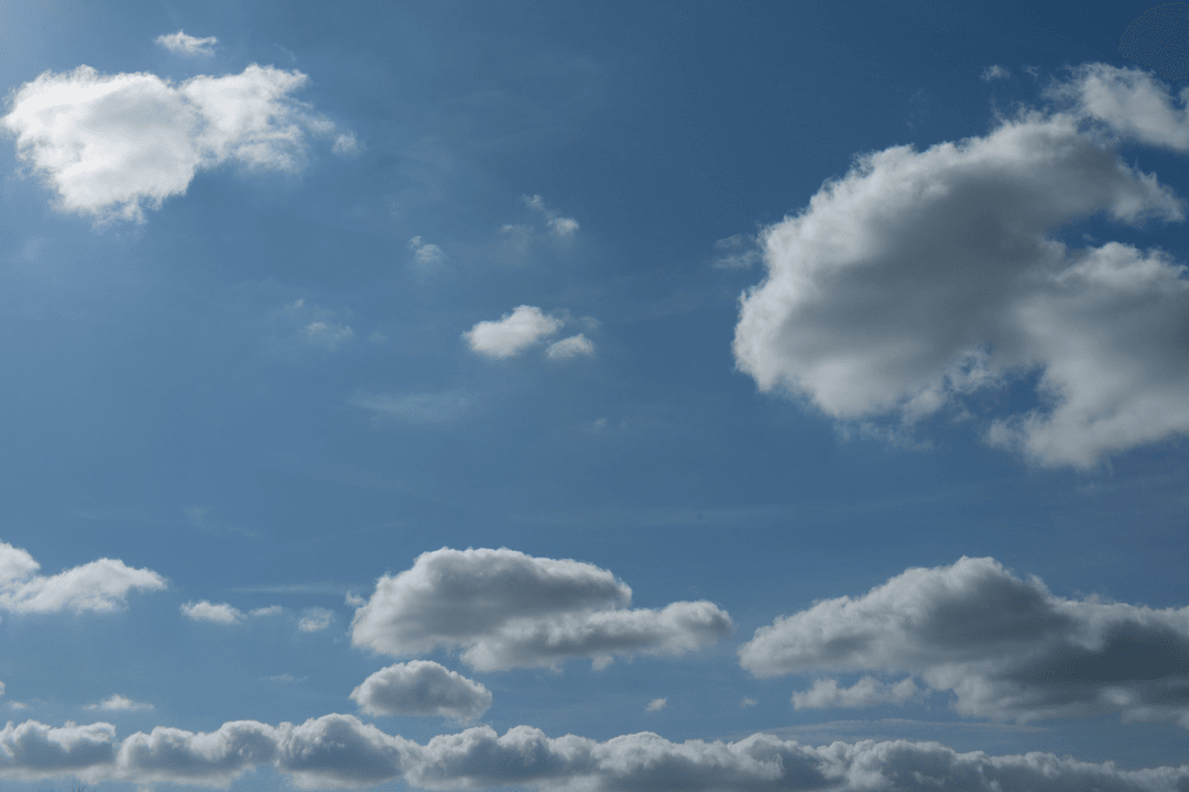 Transparent Blue Sky with Fluffy Clouds Vector Illustration