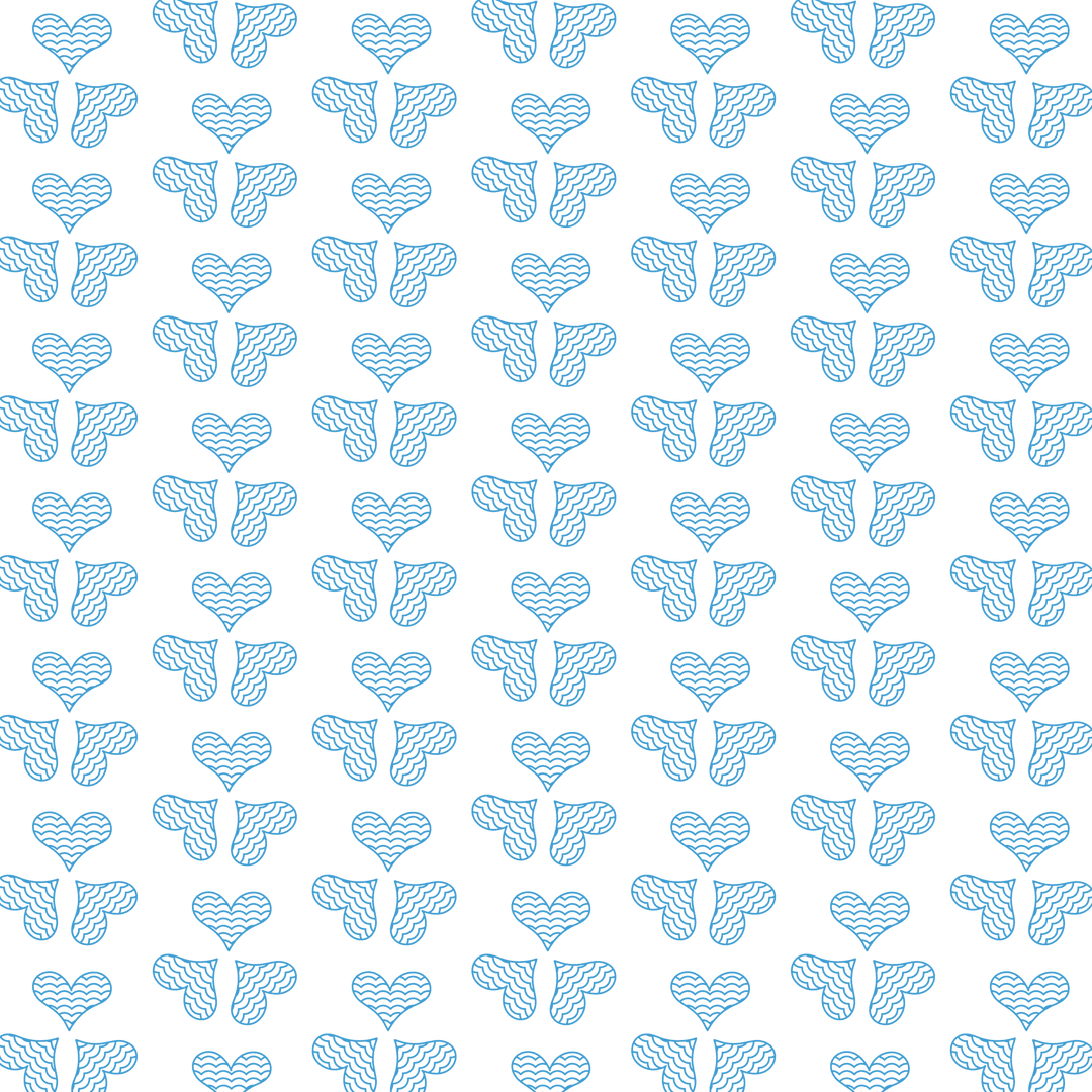 Seamless Blue Hearts Geometric Pattern on Transparent Background