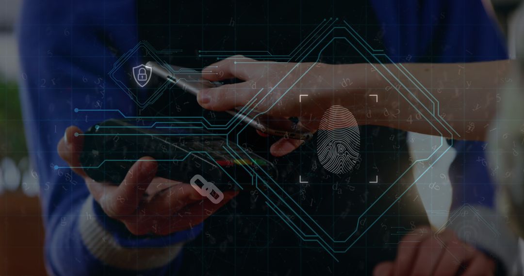 Contactless Payment with Smartphone Showing Digital Security Interface