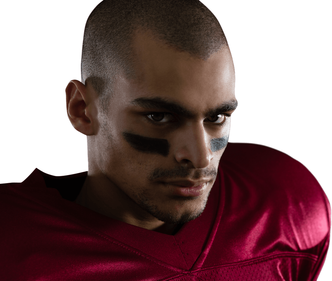 Transparent Portrait of Focused Football Player with Eye Black