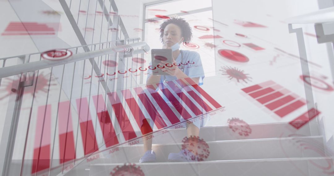 Doctor Analyzing Financial Impact of COVID-19 on Mobile Device