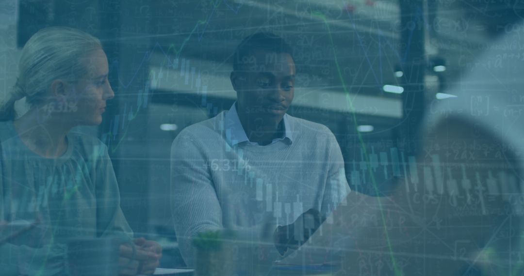 Digital Data Over Business Team in Modern Office Environment