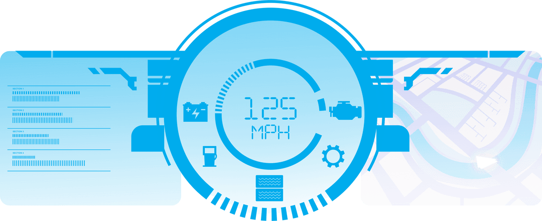 Digital Blue Car Panel Concept on Transparent Background