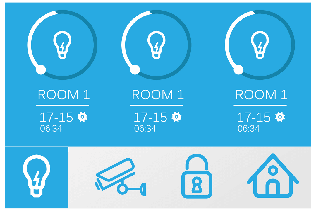 Digital Home Security Interface on Transparent Background