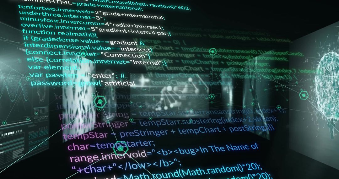 Futuristic Code Interface with Medical Technology Overlay