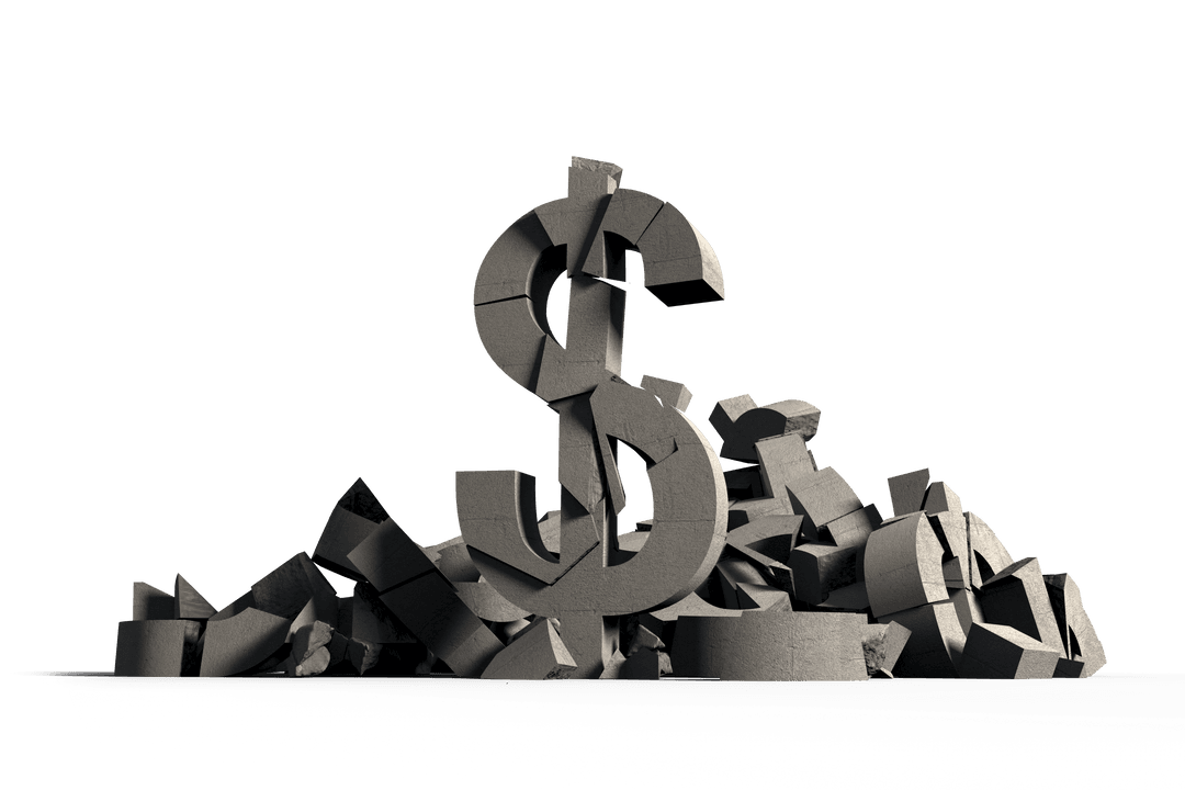 Crackled Concrete Dollar Sign on Transparent Background