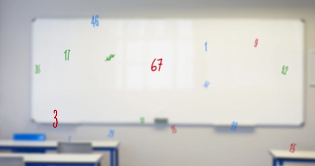 Floating Numbers in Empty Classroom for Education Themes