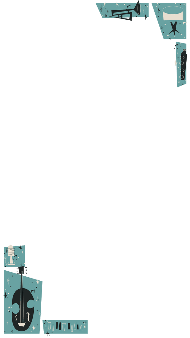 Transparent Frame Corners with Music Icons and Drink Glasses