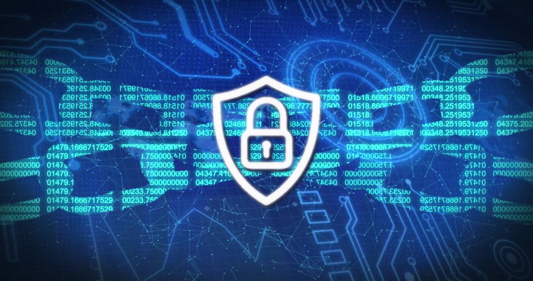 Cybersecurity Technology Displaying Lock Icon with Digital Circuitry