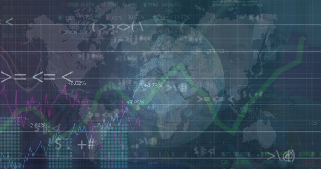 Digital Interface Overlay with Global Financial Data Display - Free Images, Stock Photos and Pictures on Pikwizard.com