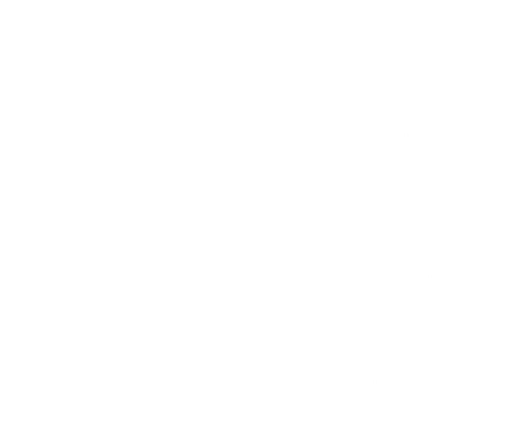 Festive new year wishes in artistic script on transparent background