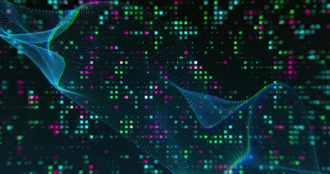 Digital Network Waves Over Twinkling Data Lights