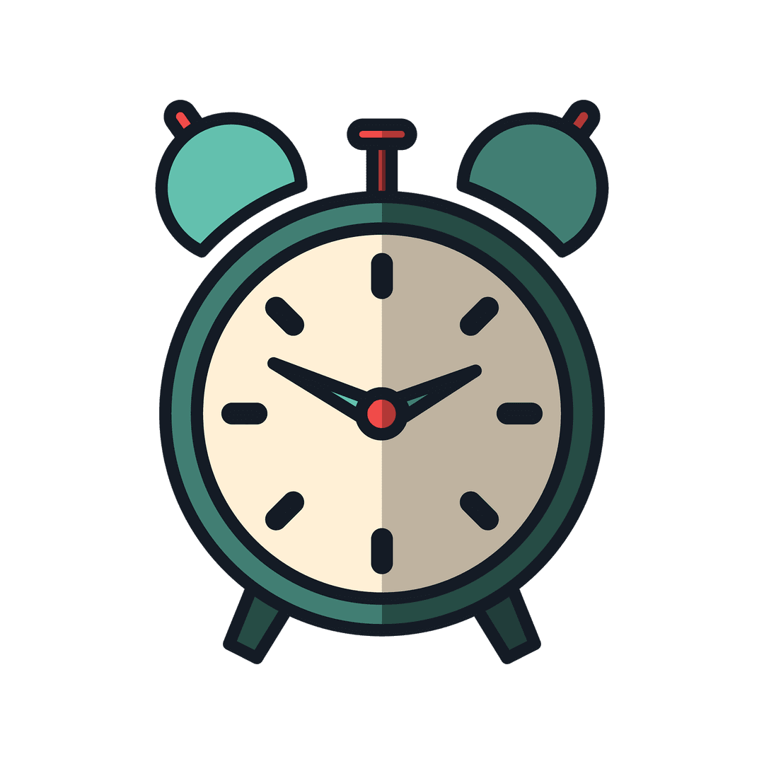 Classic Gray Clock Illustration on Transparent Background