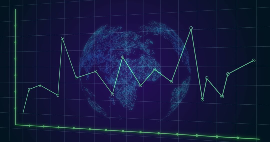 Digital Globe and Line Graph for Global Business Analysis