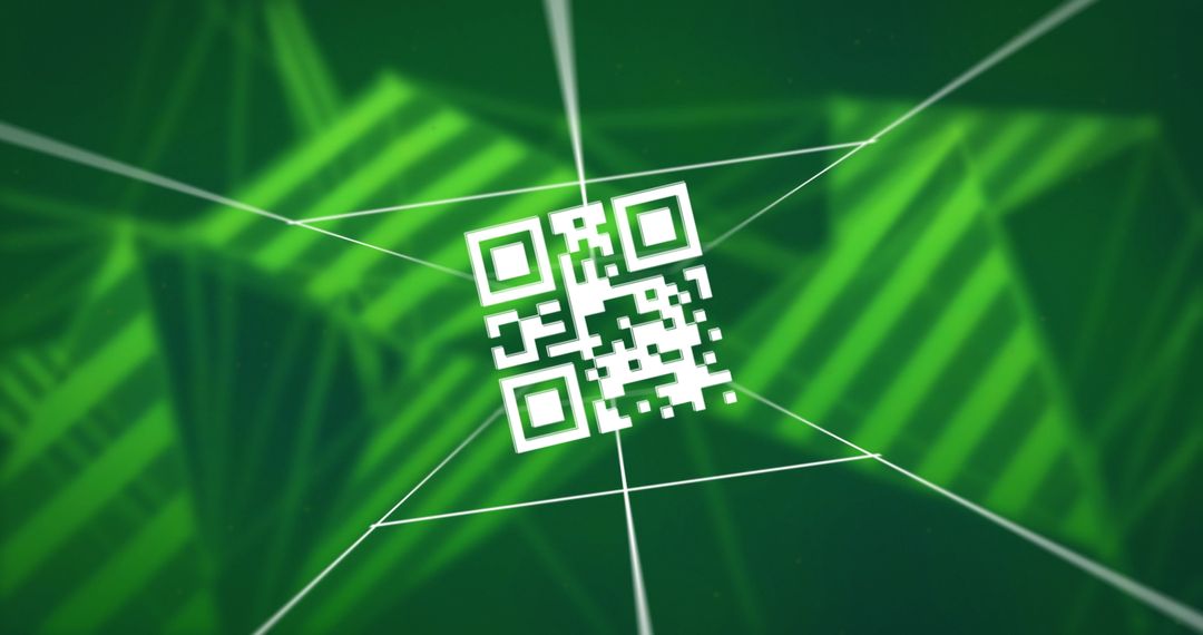 Abstract Green QR Code and Digital Network Connections