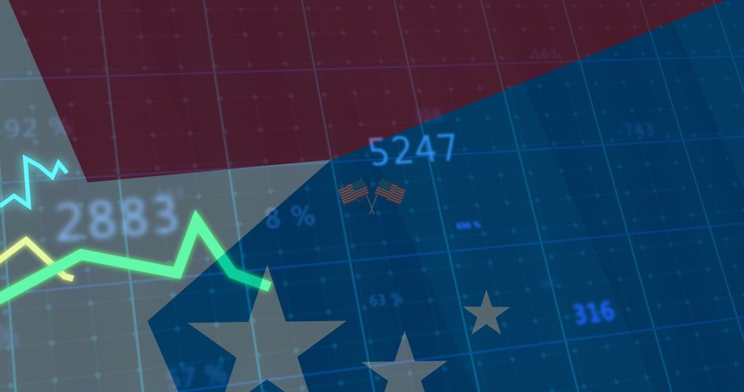 American Flag Overlay with Data Analytics Themes
