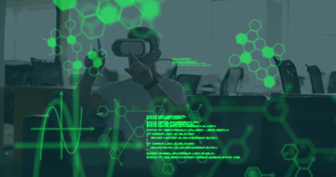 Scientist Using VR to Visualize Molecular Data in Laboratory