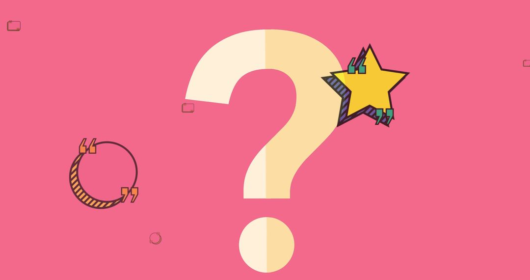 Colorful Question Mark with Spotlight Star on Pink Background