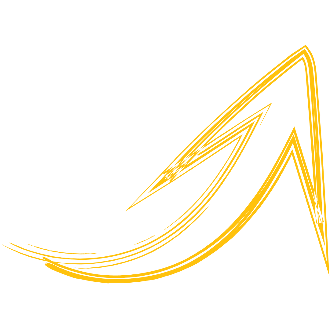 Stylized Yellow Curved Arrow on Transparent Background