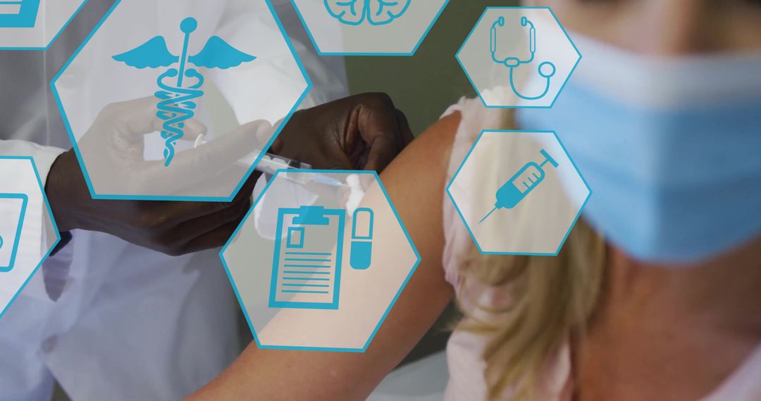 Doctor Administering Vaccine with Digital Medical Interface