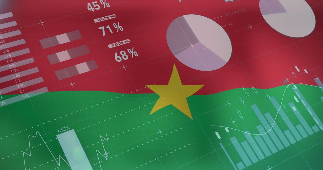 Digital Analytics Overlaying Flag of Burkina Faso
