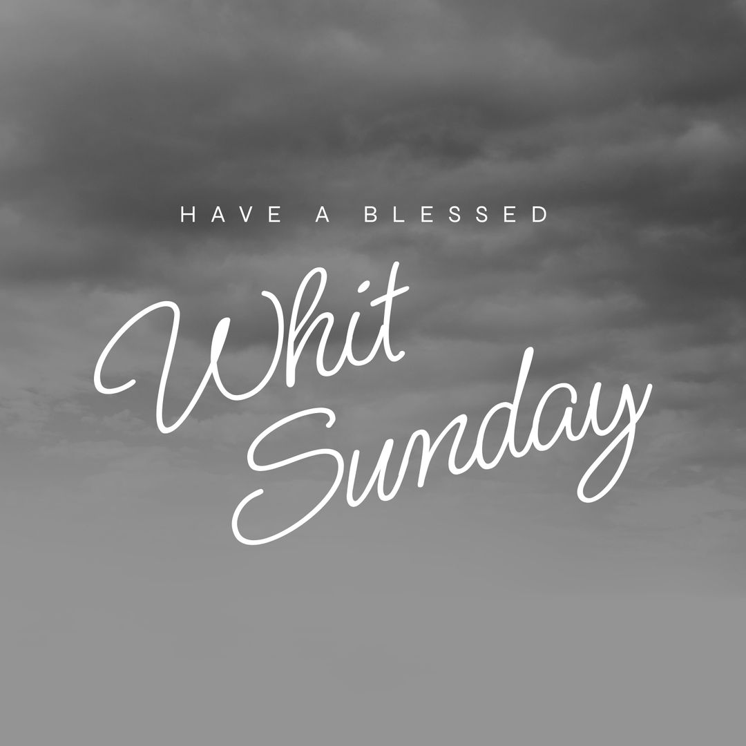 Elegant Whit Sunday Blessing Over Serene Grey Clouds
