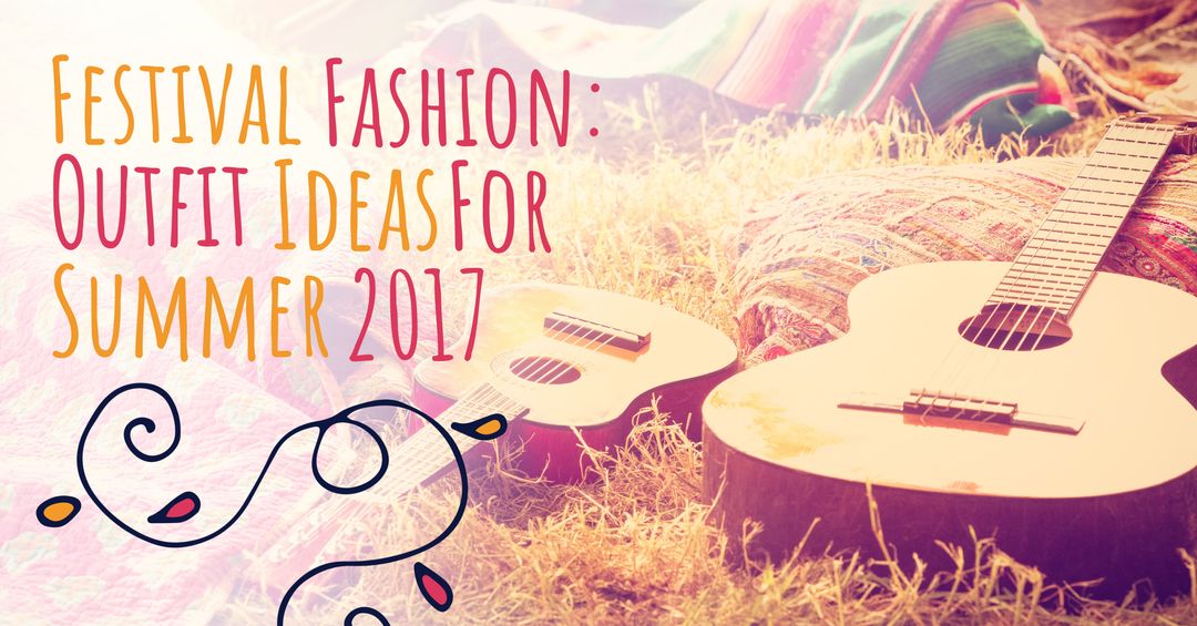 Bohemian Summer Festival Fashion with Guitar and Textiles