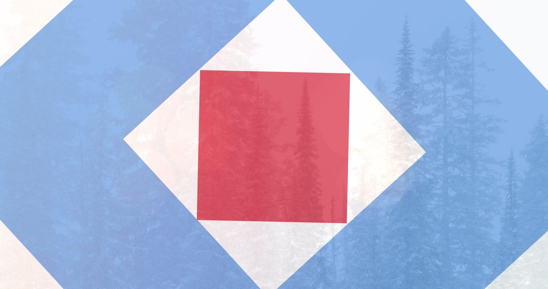 Abstract American Flag Shapes Overlaying Winter Forest