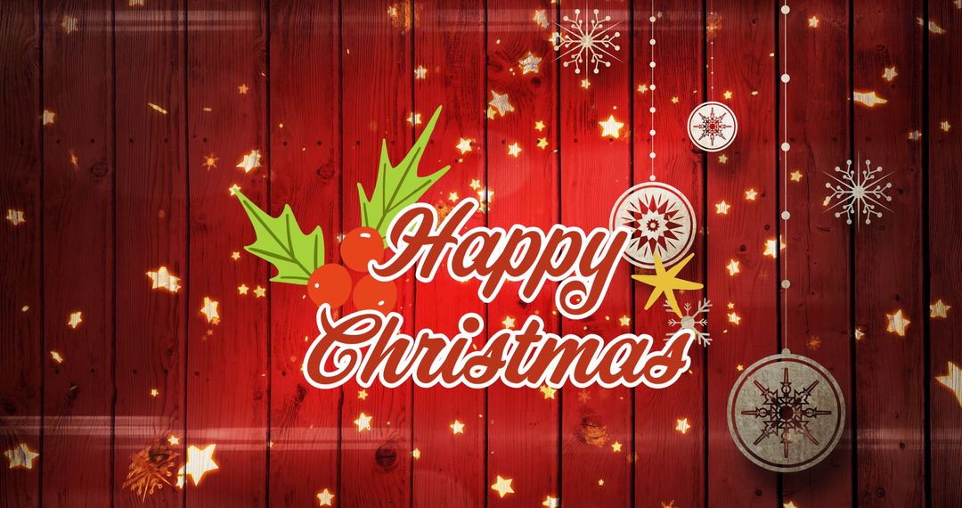 Festive Christmas Greeting Text with Ornaments and Decorations
