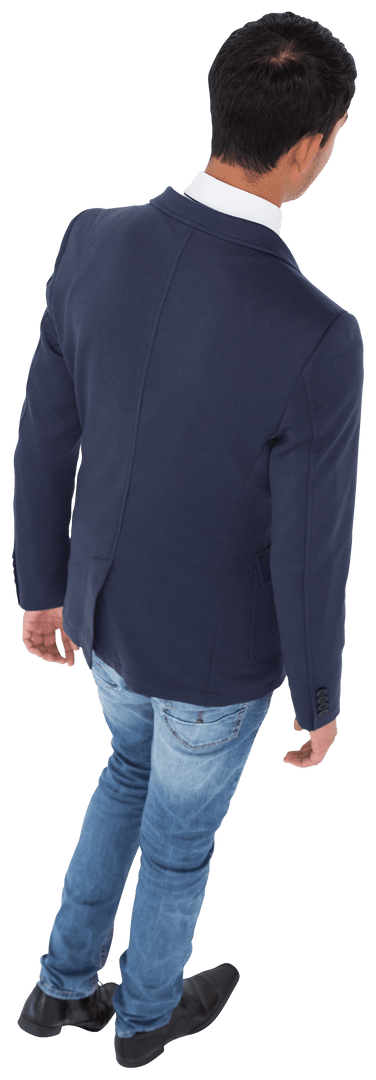 Transparent View of Man in Business Attire Walking Away