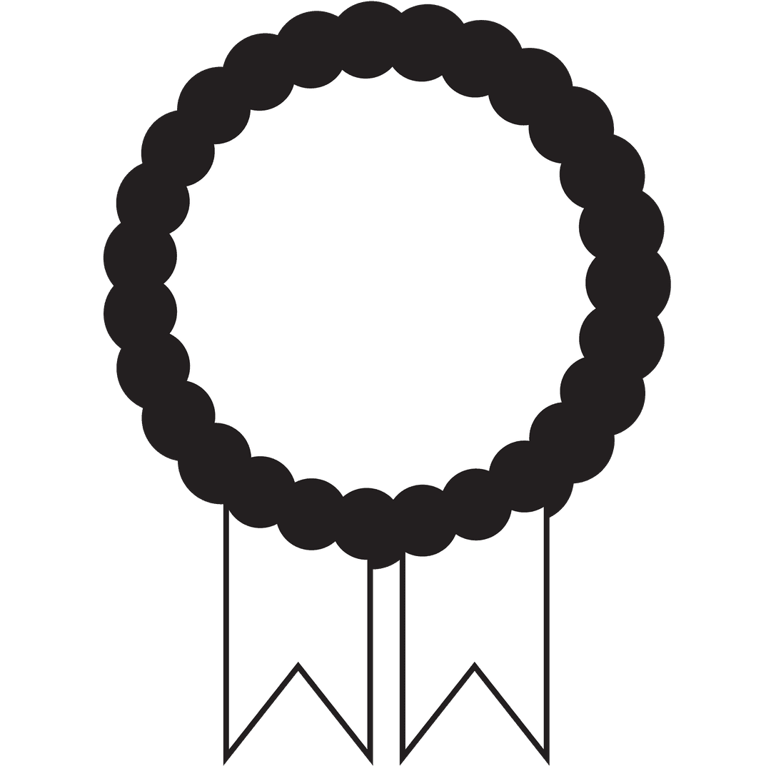 Black and White Cotillion Ribbon Illustration on Transparent Background