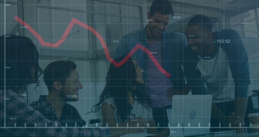 Diverse Team Discussing Financial Growth Projection Trend