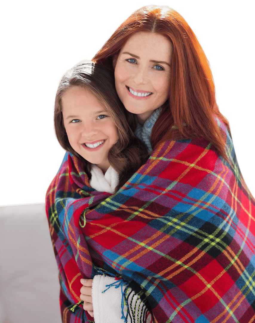 Caucasian Mother Daughter Embrace on Transparent Background