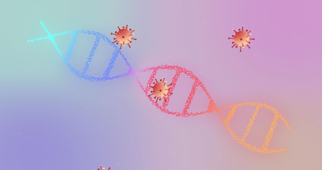 Digital DNA with Virus Connections on Pastel Gradient