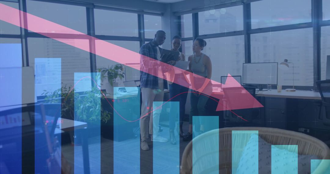 Business Team Analyzing Decline in Financial Data in Office